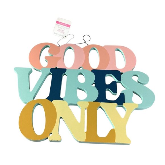 Good Vibes Only Wall Decor Hanging Sign Multicolor Wood Ashland Summer Fair - Picture 5 of 7